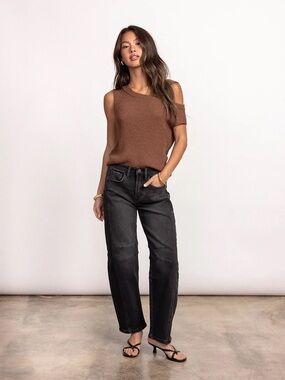 Flying Monkey Women's Washed Black Barrel Jeans